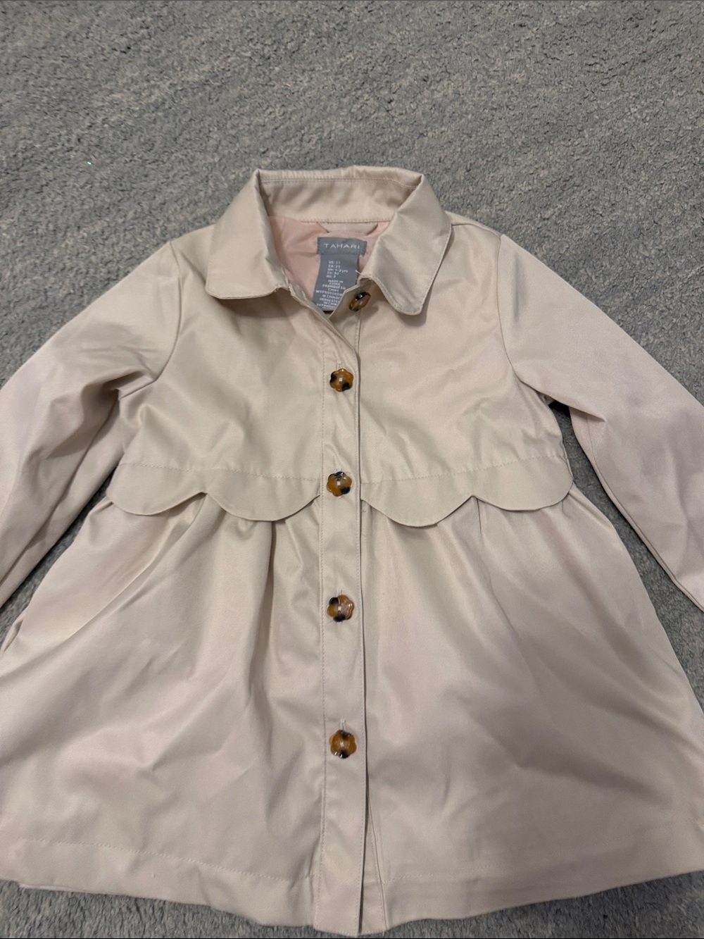 Tahari Cream Girls Trench Coat